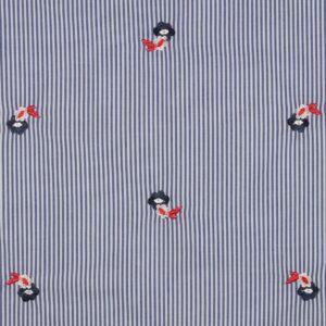 Katoen strepen geborduurde bloemen