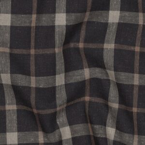 Linnen viscose yarn dyed checks bruin
