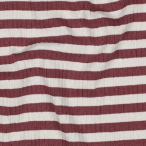 Coupon 85cm rib jersey yarn dyed strepen dark blush