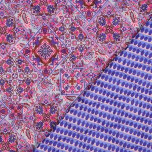Stepped voile katoen patchwork paars/blauw