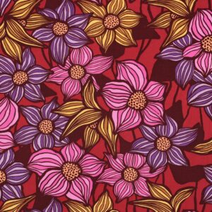 Lenzing ecovero viscose bloemen bordeaux