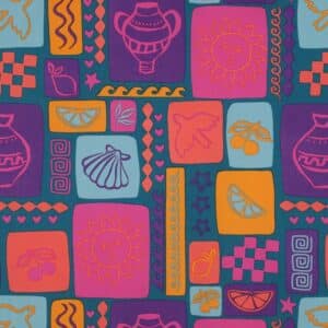 Fine poplin patchwork petrol