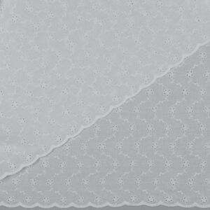 Katoen geborduurde bloemen tweezijdige schulprand wit