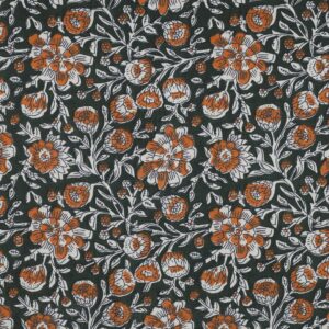 Indiase blockprint katoen bloemen donkergroen