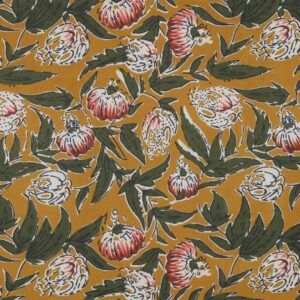 Indiase blockprint katoen bloemen oker
