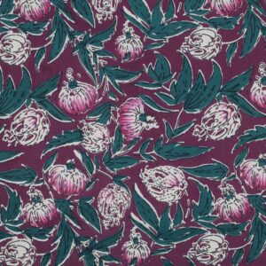 Indiase blockprint katoen bloemen aubergine