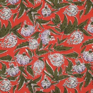 Indiase blockprint katoen bloemen koraal