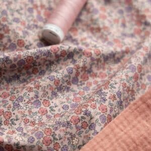 Jersey digitaal bloemen roze/paars