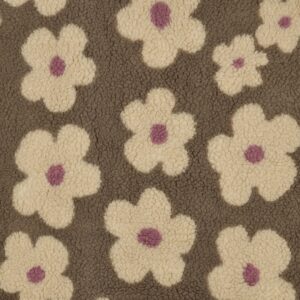 Teddy grote bloemen taupe/beige
