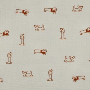 Hydrofiel geborduurde honden ecru