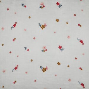 Hydrofiel geborduurde bloemen camel/offwhite