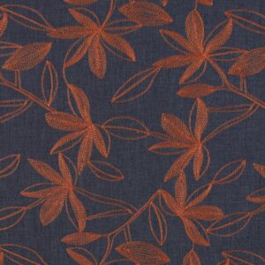 Denim geborduurde bloemen camel