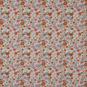 Poplin organic bloemen offwhite
