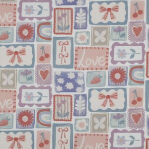Katoenen poplin digitaal patchwork pastel