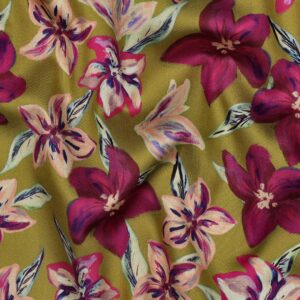 Katoen satijn digitaal bloemen groen