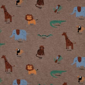 Jersey melange safari dieren taupe