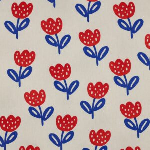 Poplin organic grote bloemen naturel