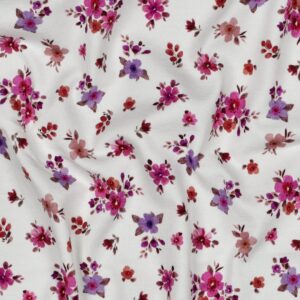 Jersey digitaal bloemen offwhite/fuchsia
