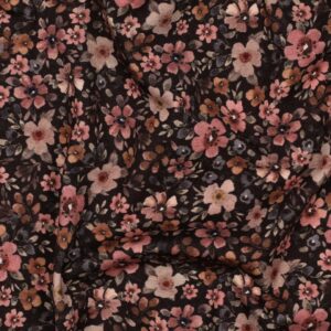 Jersey digitaal bloemen donkerbruin