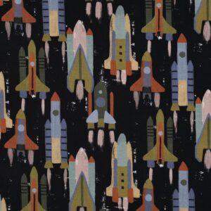 French terry digitaal raketten zwart