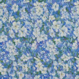 Rosella viscose stretch bloemen lavendelblauw