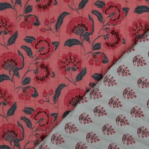 Stepped double gauze bloemen mauve