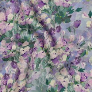 Viscose satijn digitaal bloemen groen