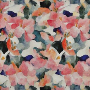 Viscose satijn digitaal bloemen perzik