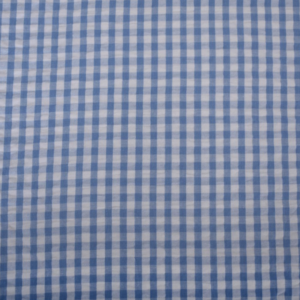 Seersucker ruit offwhite/blauw