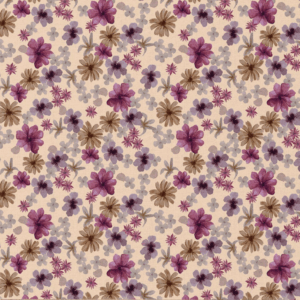 Van schie raamdecoratie & stoffen 2 Coupon 30cm katoen bloemen perzik/violet