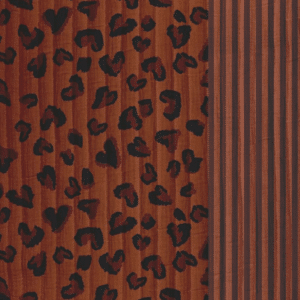 Stepped double gauze luipaardprint/strepen toffee