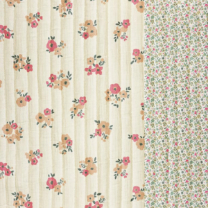 Stepped double gauze bloemen offwhite