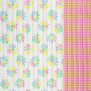 Stepped double gauze bloemen/ruit