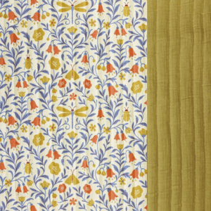 Stepped double gauze bloemen oker