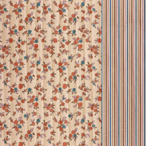 Stepped double gauze bloemen/strepen nude