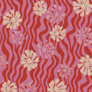 Van schie raamdecoratie & stoffen 5 Canvas bloemen rozan rood/roze