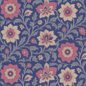 Van schie raamdecoratie & stoffen 8 Canvas bloemen shiri blauw/roze