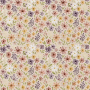 Katoen bloemen beige/roze