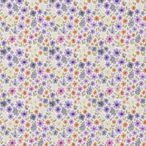 Katoen bloemen wit/paars