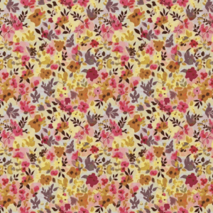 Katoen bloemen albiz geel/roze