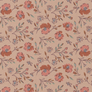 Katoen bloemen josy roze/camel