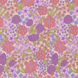 Katoen bloemen myrtha voilet/roze