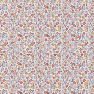 Katoen bloemen blauw/roze