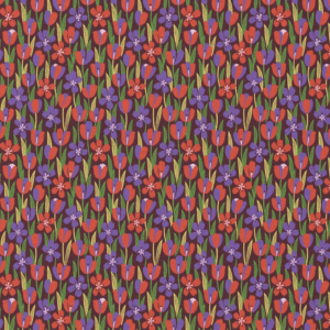 Katoen bloemen gigi rood/violet