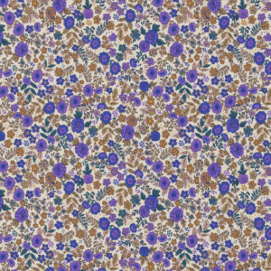 Katoen bloemen barba paars/camel