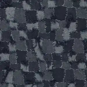 Van schie raamdecoratie & stoffen 8 Denim checked ruffle donker jeansblauw