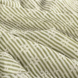 Poplin katoen geborduurde bloemen/strepen olijfgroen