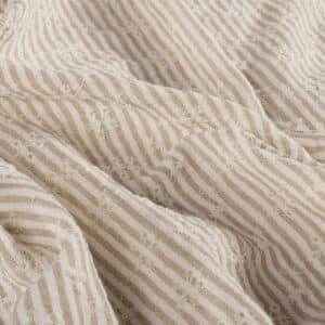 Poplin katoen geborduurde bloemen/strepen beige