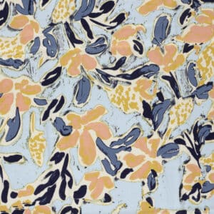 Katoen satijn bloemen lichtblauw