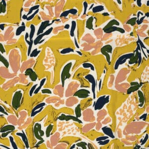 Katoen satijn bloemen botergeel